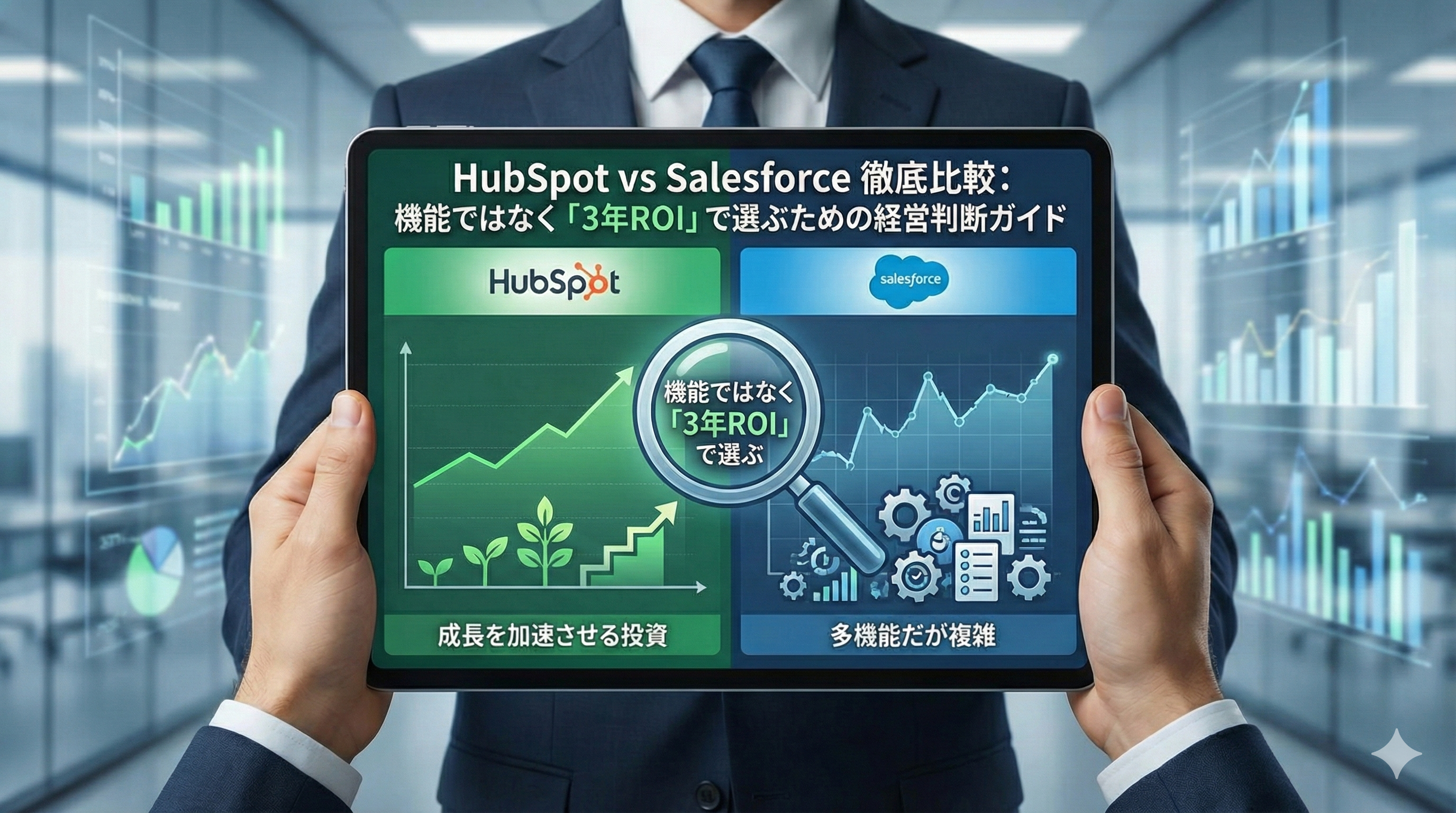 HubSpot vs Salesforce 徹底比較：機能ではなく「3年ROI」で選ぶための経営判断ガイド